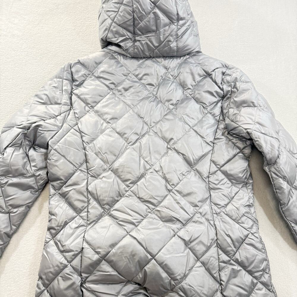Lauren Ralph Lauren Womens Medium Quilted Puffer Jacket Gray Faux Leather Trim - Picture 10 of 14